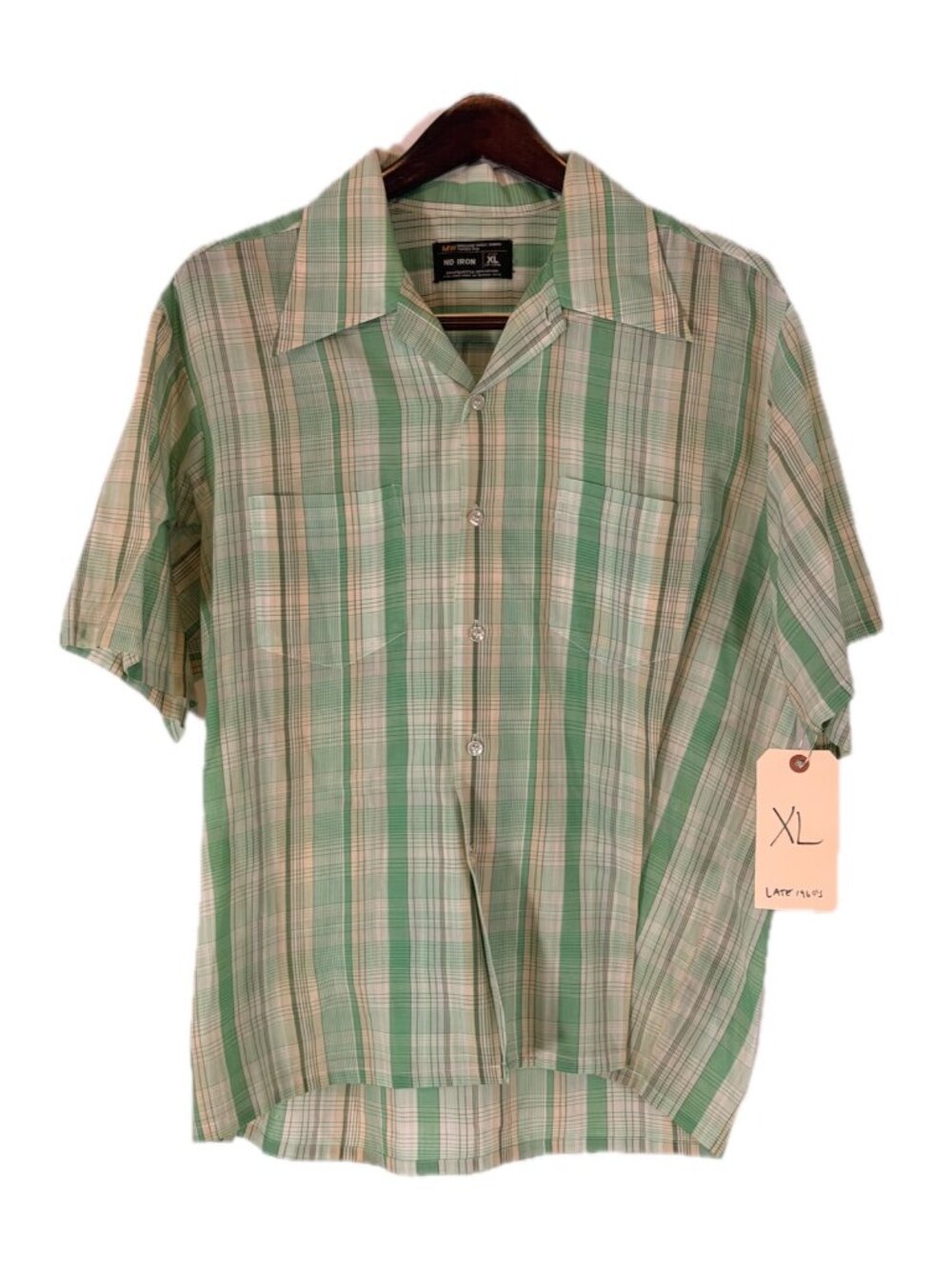 Men's 1970s Vintage Plaid Cotton Shirt